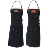 Max Women Denim Apron with Pockets Man Fully Adjustable Unique Design Denim Blue