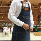 Max Women Denim Apron with Pockets Man Fully Adjustable Unique Design Denim Blue