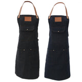 Max Women Denim Apron with Pockets Man Fully Adjustable Unique Design Denim Blue