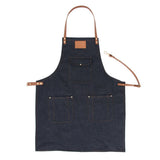 Max Women Denim Apron with Pockets Man Fully Adjustable Unique Design Denim Blue