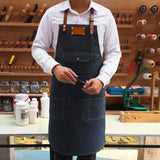 Max Women Denim Apron with Pockets Man Fully Adjustable Unique Design Denim Blue