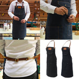 Max Women Denim Apron with Pockets Man Fully Adjustable Unique Design Denim Blue