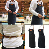 Max Women Denim Apron with Pockets Man Fully Adjustable Unique Design Denim Blue