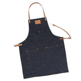 Max Women Denim Apron with Pockets Man Fully Adjustable Unique Design Denim Blue