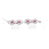 Maxbell 2pcs Retro Ancient Chinese Hair Accessories Hair Comb Clips Hair Pin Pink