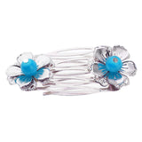 Maxbell Flower Wedding Bridal Chinese Hair Comb Bead Headpiece Hair Clip Pin Jewelry Blue