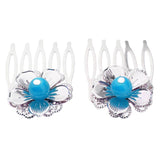 Maxbell Flower Wedding Bridal Chinese Hair Comb Bead Headpiece Hair Clip Pin Jewelry Blue