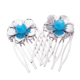 Maxbell Flower Wedding Bridal Chinese Hair Comb Bead Headpiece Hair Clip Pin Jewelry Blue