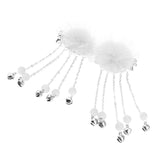 2pack Chinese Style Furry Ball Non Slip Alligator Hair Clip Headdress White