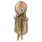 Max Shiny Rainbow Silky Chemo Scarf Cap Musilim Hat Durag Headwrap Gold