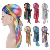 Max Shiny Rainbow Silky Chemo Scarf Cap Musilim Hat Durag Headwrap Gold
