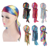 Max Shiny Rainbow Silky Chemo Scarf Cap Musilim Hat Durag Headwrap Gold