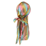 Max Shiny Rainbow Silky Chemo Scarf Cap Musilim Hat Durag Headwrap Gold