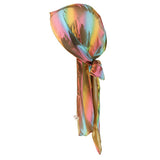 Max Shiny Rainbow Silky Chemo Scarf Cap Musilim Hat Durag Headwrap Gold