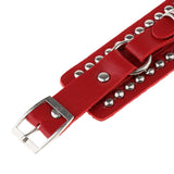 Max Punk Adjustable Leather Bracelet Wide Belt Cuff Bangle for Men Women Red