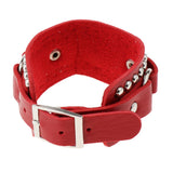 Max Punk Adjustable Leather Bracelet Wide Belt Cuff Bangle for Men Women Red