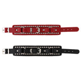 Max Punk Adjustable Leather Bracelet Wide Belt Cuff Bangle for Men Women Red