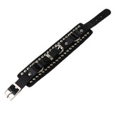 Max Punk Adjustable Leather Bracelet Wide Belt Cuff Bangle for Men Women Black