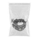 Max Punk Adjustable Leather Bracelet Wide Belt Cuff Bangle for Men Women Black