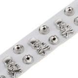 Max Layered Gothic Skull Punk Bracelet Rivet Leather Cuff Bangle Wristband White