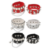 Max Layered Gothic Skull Punk Bracelet Rivet Leather Cuff Bangle Wristband White