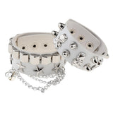 Max Layered Gothic Skull Punk Bracelet Rivet Leather Cuff Bangle Wristband White