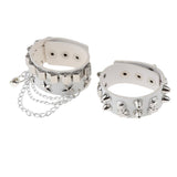 Max Layered Gothic Skull Punk Bracelet Rivet Leather Cuff Bangle Wristband White