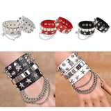 Max Layered Gothic Skull Punk Bracelet Rivet Leather Cuff Bangle Wristband White