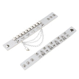 Max Layered Gothic Skull Punk Bracelet Rivet Leather Cuff Bangle Wristband White