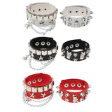 Max Layered Gothic Skull Punk Bracelet Rivet Leather Cuff Bangle Wristband White