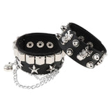 Max Layered Gothic Skull Punk Bracelet Rivet Leather Cuff Bangle Wristband Black