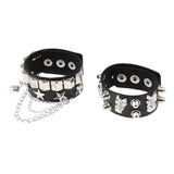 Max Layered Gothic Skull Punk Bracelet Rivet Leather Cuff Bangle Wristband Black