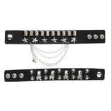 Max Layered Gothic Skull Punk Bracelet Rivet Leather Cuff Bangle Wristband Black
