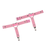 Max Womens Heart Decor Sexy Garters Adjustable Leg Strap Garters Suspenders Pink