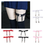 Maxbell Women Heart Decor Sexy Garters Adjustable Leg Strap Garters Suspenders Black