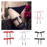 Maxbell Women Heart Decor Sexy Garters Adjustable Leg Strap Garters Suspenders Black