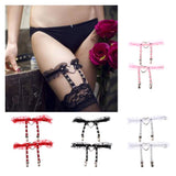 Maxbell Women Heart Decor Sexy Garters Adjustable Leg Strap Garters Suspenders Black