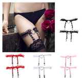 Maxbell Women Heart Decor Sexy Garters Adjustable Leg Strap Garters Suspenders Black