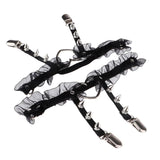 Maxbell Women Heart Decor Sexy Garters Adjustable Leg Strap Garters Suspenders Black