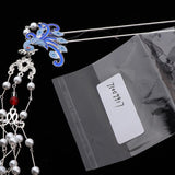 Chinese Style Beads Long Tassels Hair Stick Silver Metal Hair Chopstick 03