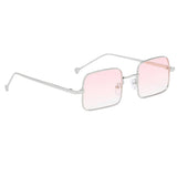Metal Frame Vintage Rectangular Sunglasses Eyewear Shade Silver Frame Pink