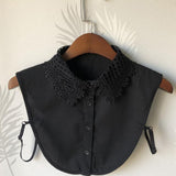 Max Fake Collar Embroidery Floral Detachable Half Blouse False Collar Bib Black