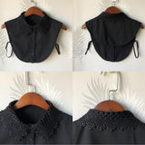 Max Fake Collar Embroidery Floral Detachable Half Blouse False Collar Bib Black
