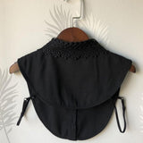 Max Fake Collar Embroidery Floral Detachable Half Blouse False Collar Bib Black