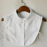 Fake Collar Embroidery Floral Detachable Half Blouse False Collar Bib White