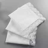 5 Pack Ladies Embroidery Cotton Handkerchiefs Lace Border White Hanky