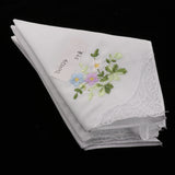 5pcs Womens White Flower Embroidery Cotton Lace Handkerchiefs Hanky 01