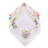 10x Women Cotton Printed Handkerchief Hanky Kerchiefs Pocket Square as Gift