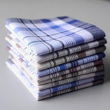 10pcs Men Handkerchiefs 100% Cotton with Stripe Hankies Gift Set