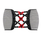Max Stretch Double Hair Comb Clip Wood Beads Double Clip Hair Accessory Red